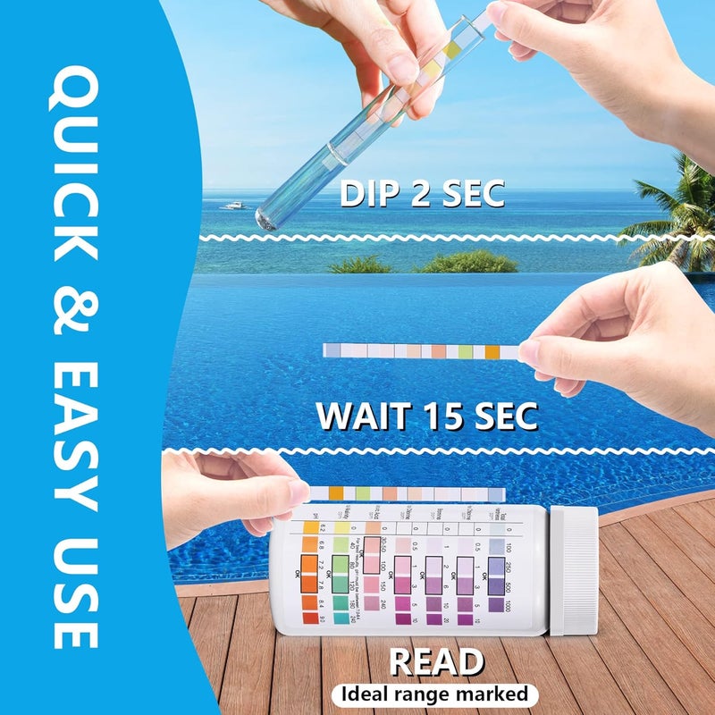 SaySummer Pool Test Strips Chlorine Kit: 200 PCS 7-in-1 Hot-Tub Spa Water Pool Testing Kit for pH and More - Image 3